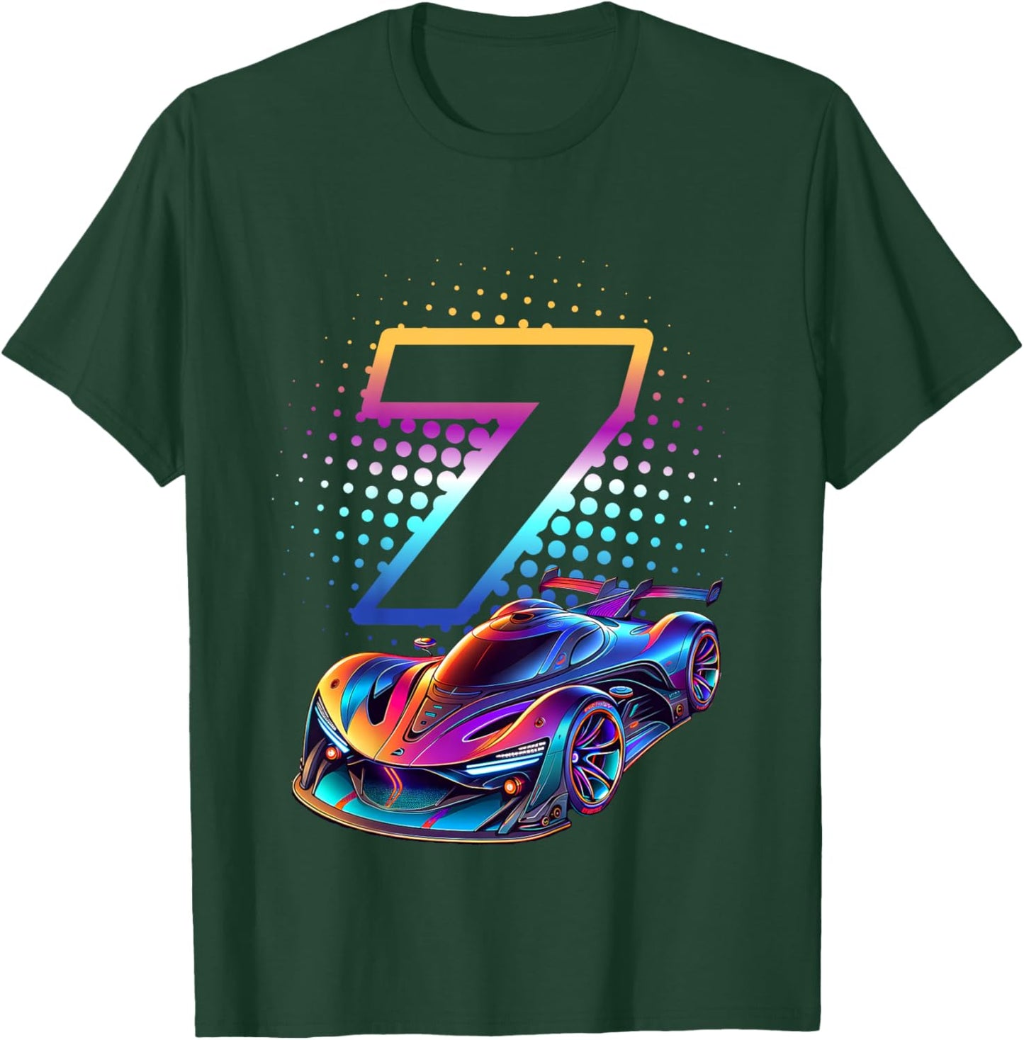 7 Jahre altes Rennauto 7. Geburtstag Futuristischer Rennwagen T-Shirt - T-Shirt | Forest