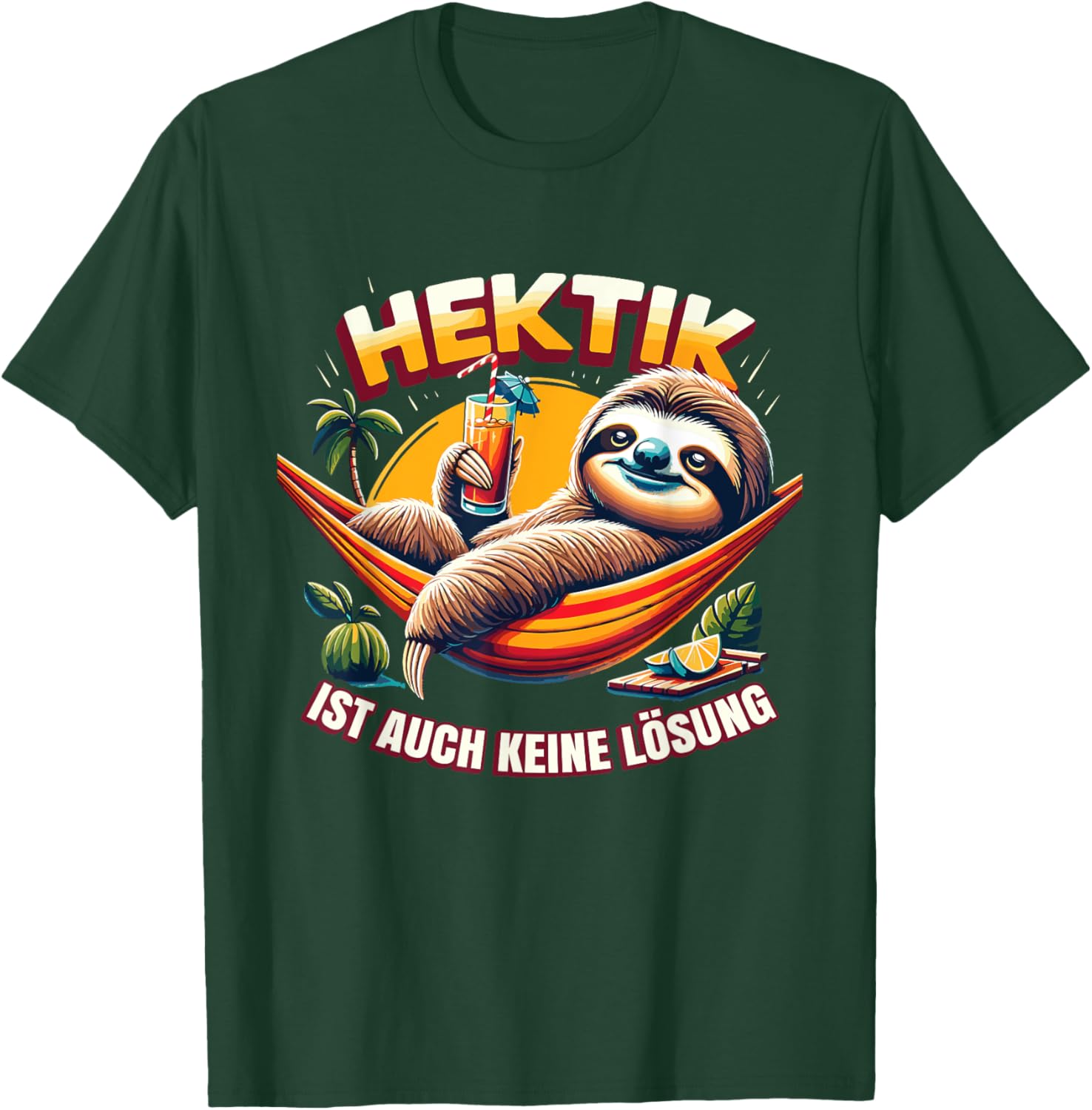 Hektik Ist Auch Keine Lösung Faultier Sprüche T-Shirt - T-Shirt | Forest