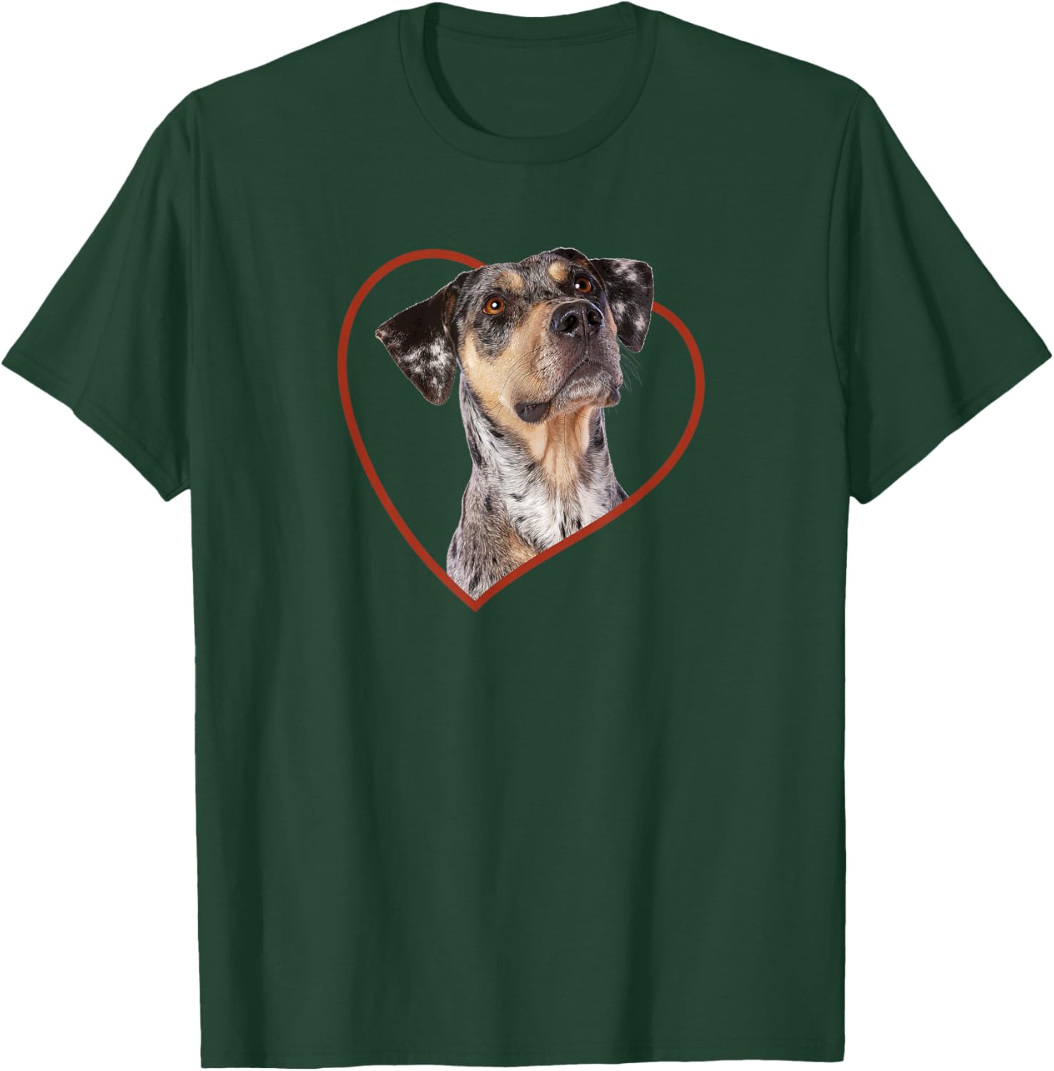 Louisiana Catahoula Leopard Dog Portrait Heart T-Shirt - T-Shirt | Forest