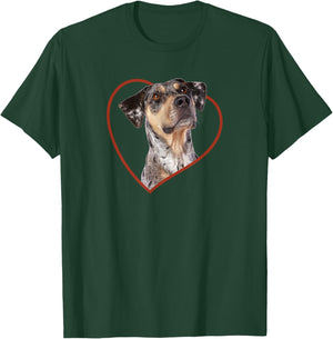 Louisiana Catahoula Leopard Dog Portrait Heart T-Shirt - T-Shirt | Forest