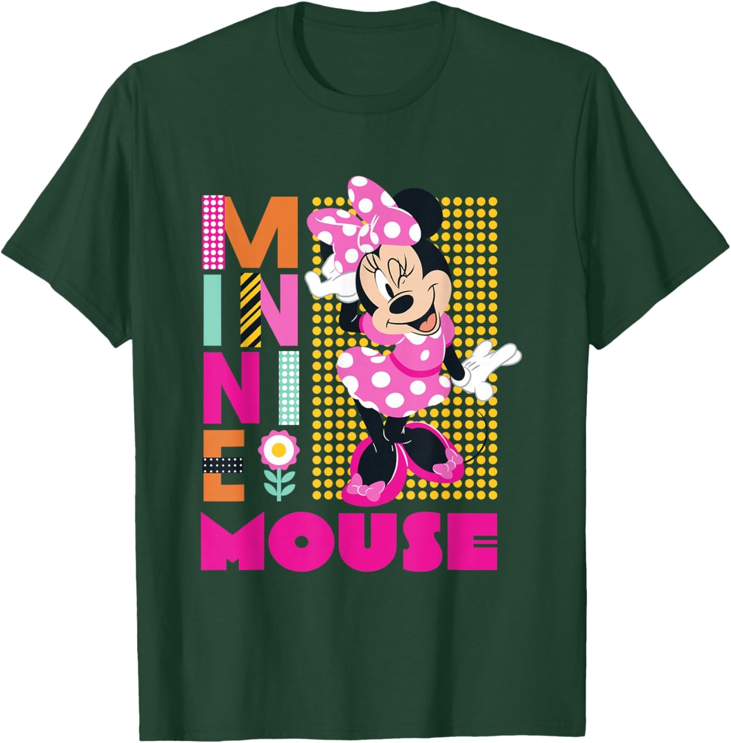 Disney Minnie Mouse Smiling Polka Dot Retro Logo Stack T-Shirt - T-Shirt | Forest