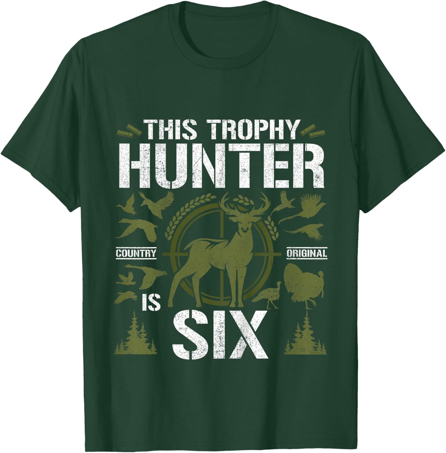 6 Year Old Hunting Birthday Party Duck Deer Hunter 6th Gift T-Shirt - T-Shirt | Forest