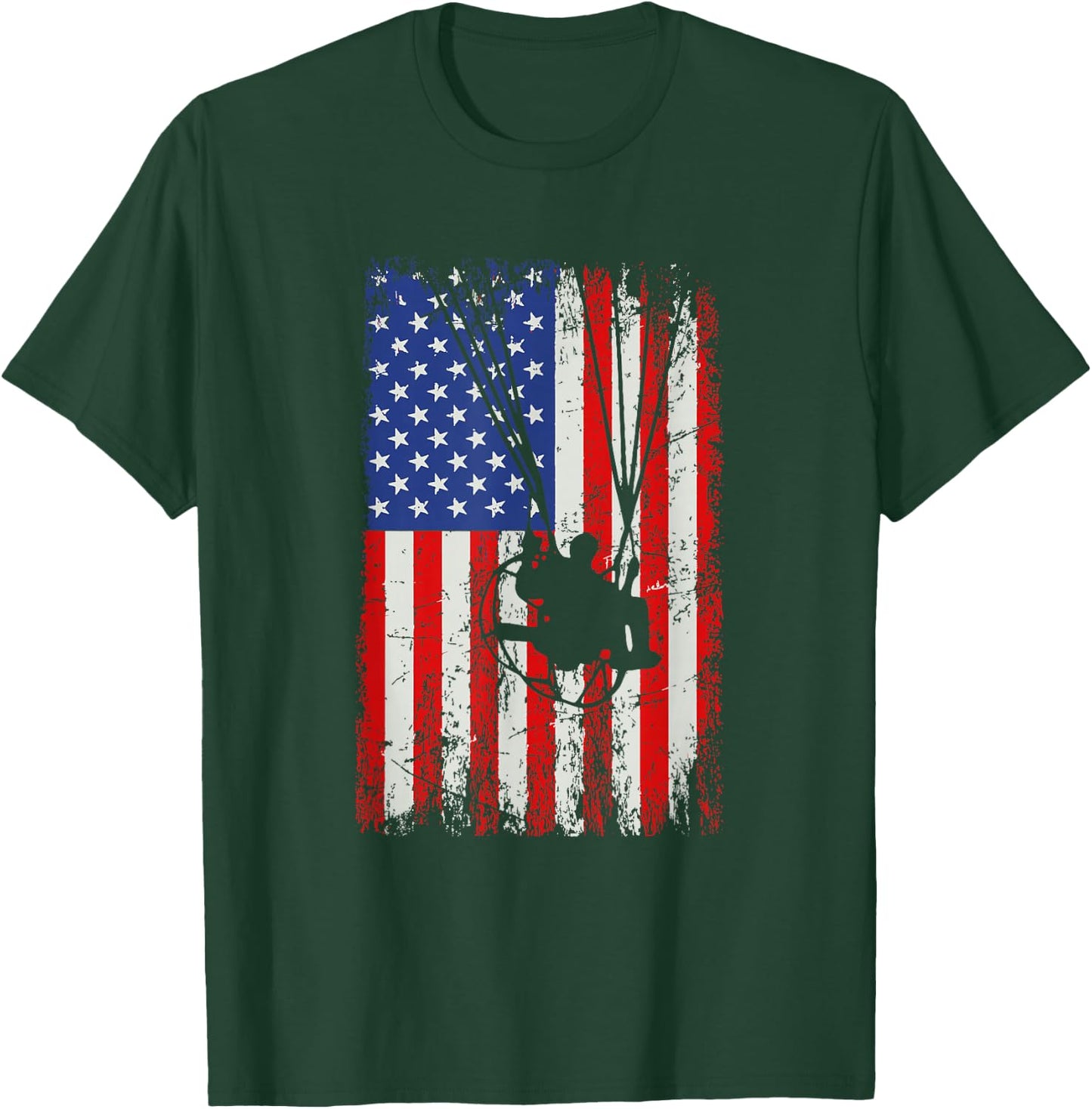 paramotor American Flag, paramotor T-Shirt - T-Shirt | Forest
