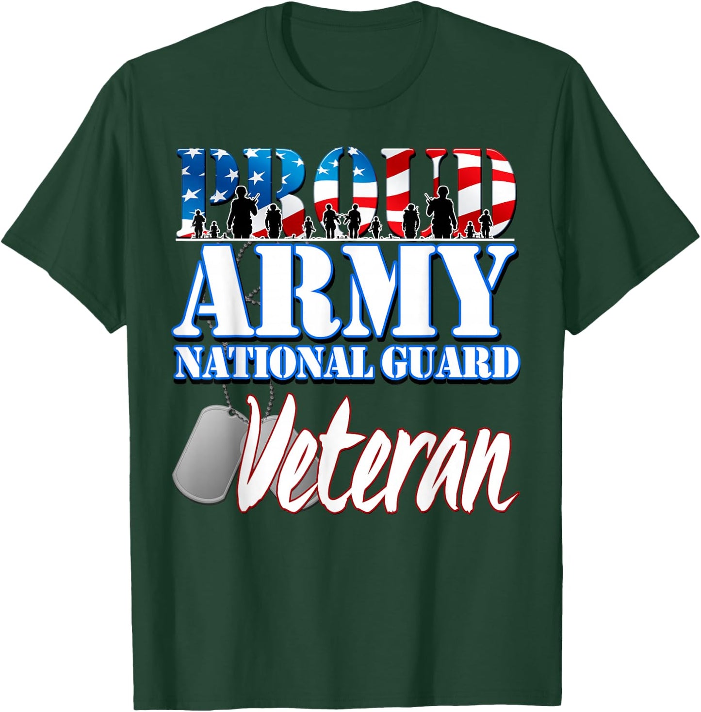 Proud Army National Guard Veteran Dog Tag Flag Women T-Shirt - T-Shirt | Forest