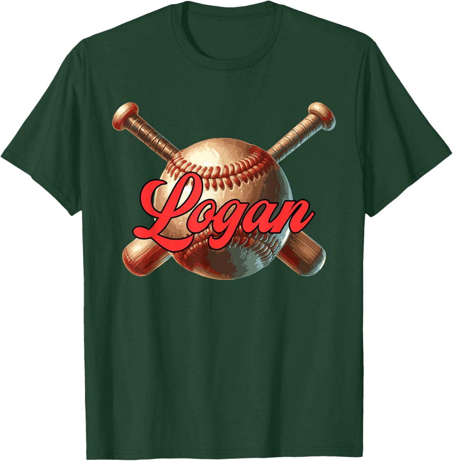 Logan Baseball Custom Name T-Shirt - T-Shirt | Forest