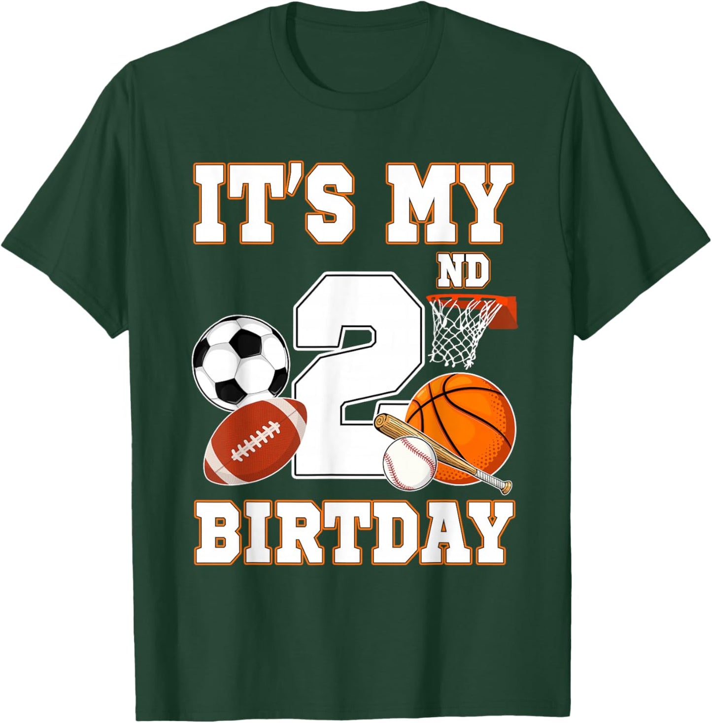 It's my 2nd Birthday Sport Balls 2 Year Old Kids Party T-Shirt - T-Shirt | Forest