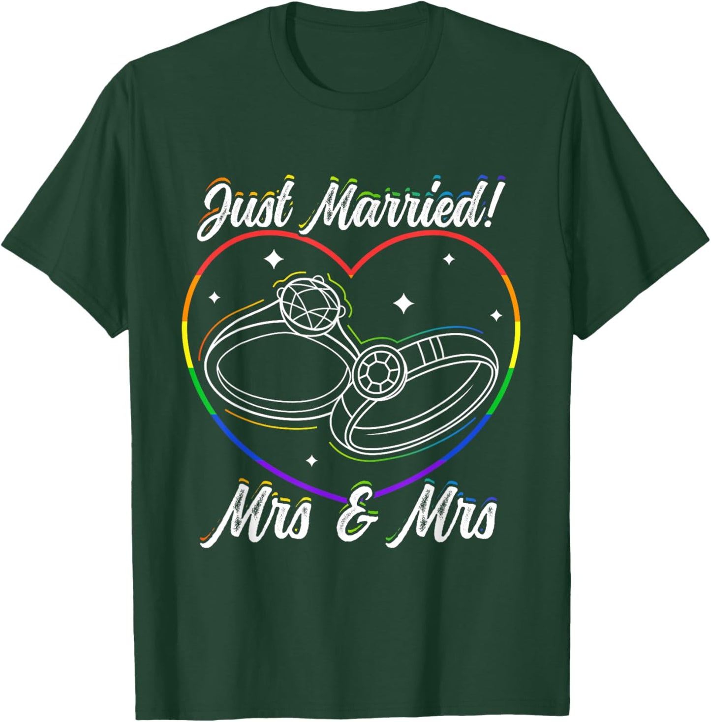 Newly Married! Mrs & Mrs Just Married Lesbian Couple T-Shirt - T-Shirt | Forest