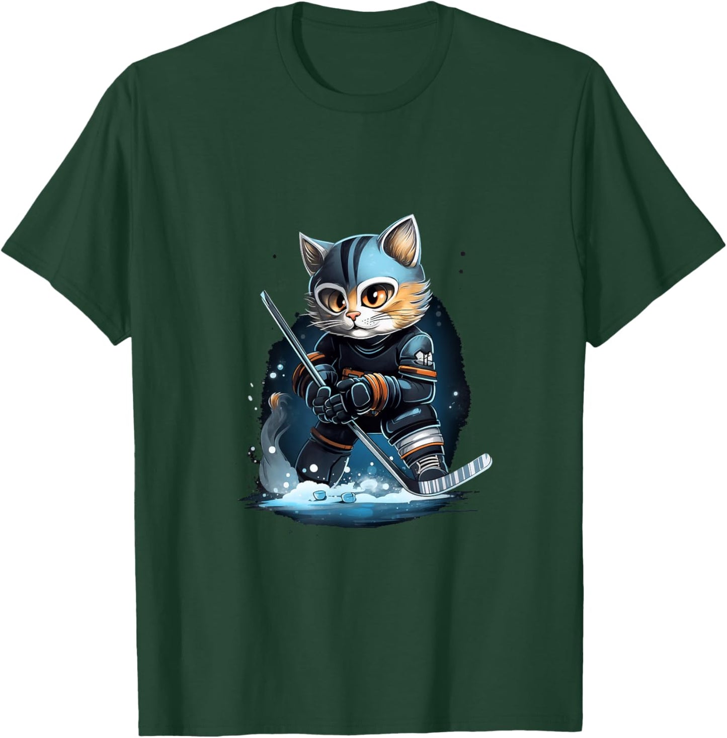 Cat Kitten Ice Hockey Stick Hockey Stick T-Shirt - T-Shirt | Forest