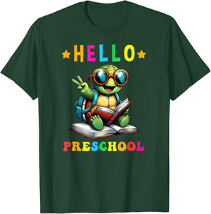 Hello Preschool Turtle Lovers Back to School Kids Boys Girls T-Shirt - T-Shirt | Forest