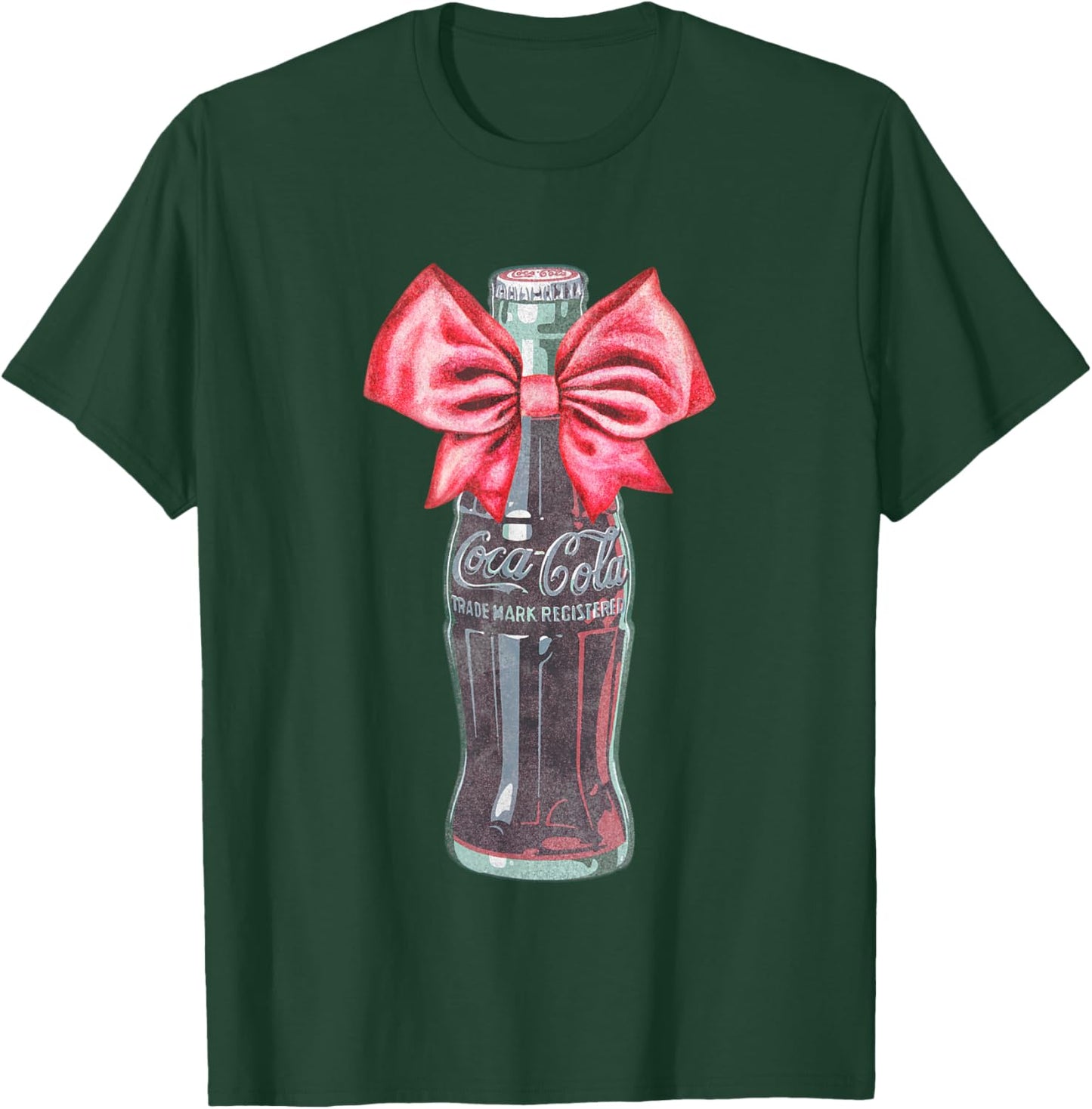 Coca-Cola Classic Glass Bottle With Red Bow Vintage T-Shirt - T-Shirt | Forest