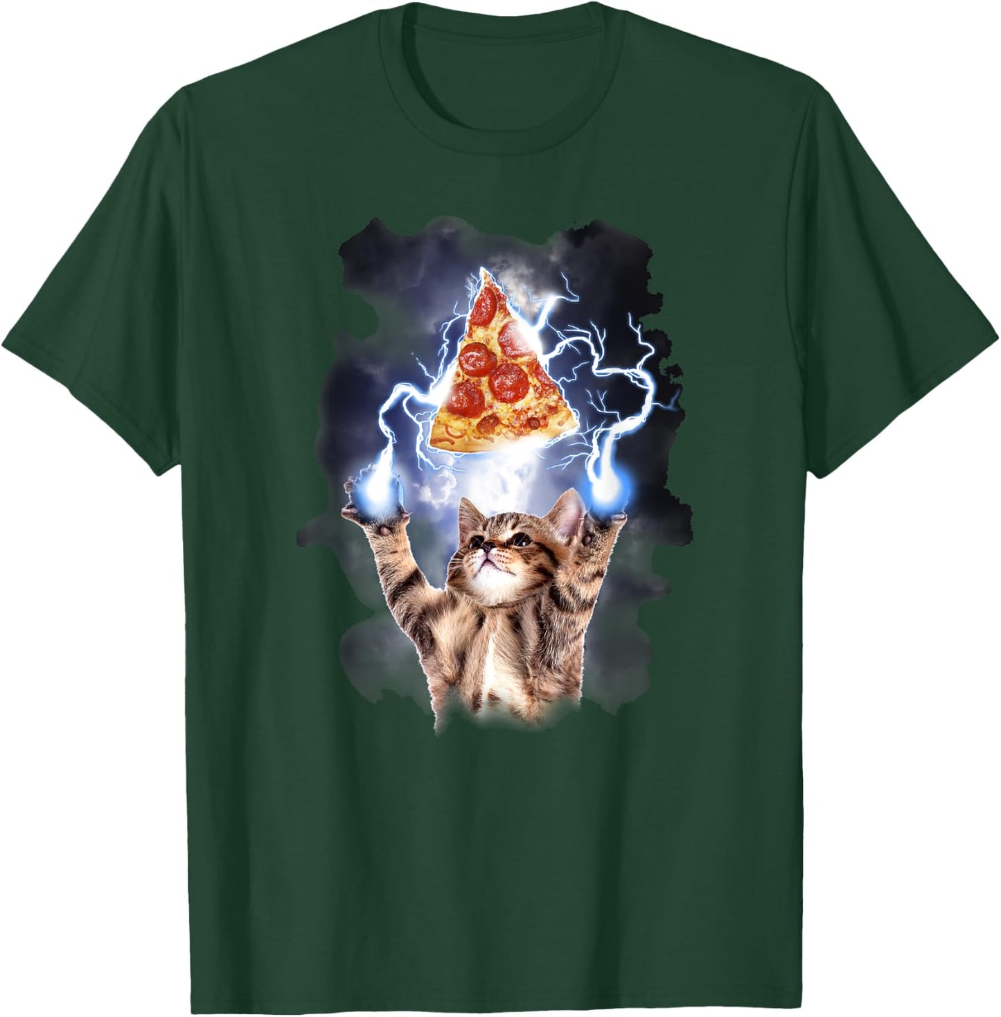Lightning Pizza Cat T-Shirt - T-Shirt | Forest