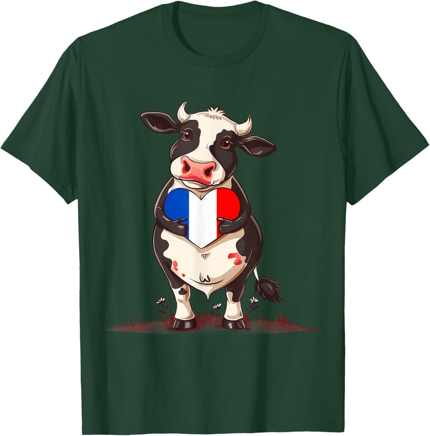French Flag Cow Heart Shape France French Roots French Pride T-Shirt - T-Shirt | Forest