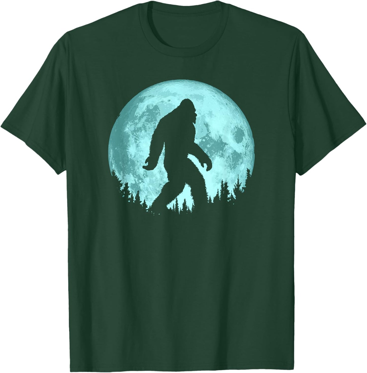Bigfoot Night Minimalist Full Moon & Trees Sasquatch T-Shirt - T-Shirt | Forest