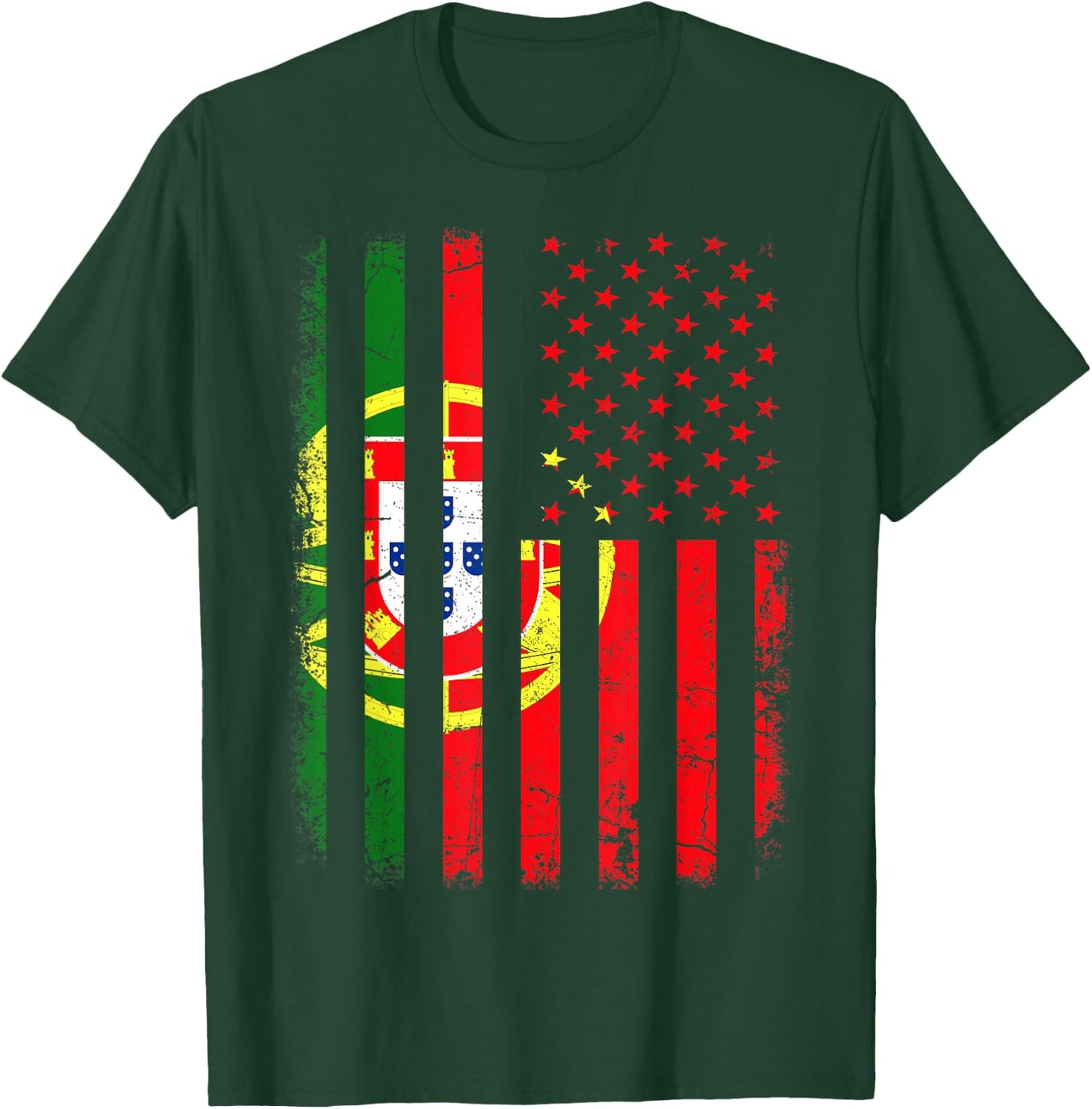 Portuguese American Flag Portugal America Pride Heritage T-Shirt - T-Shirt | Forest