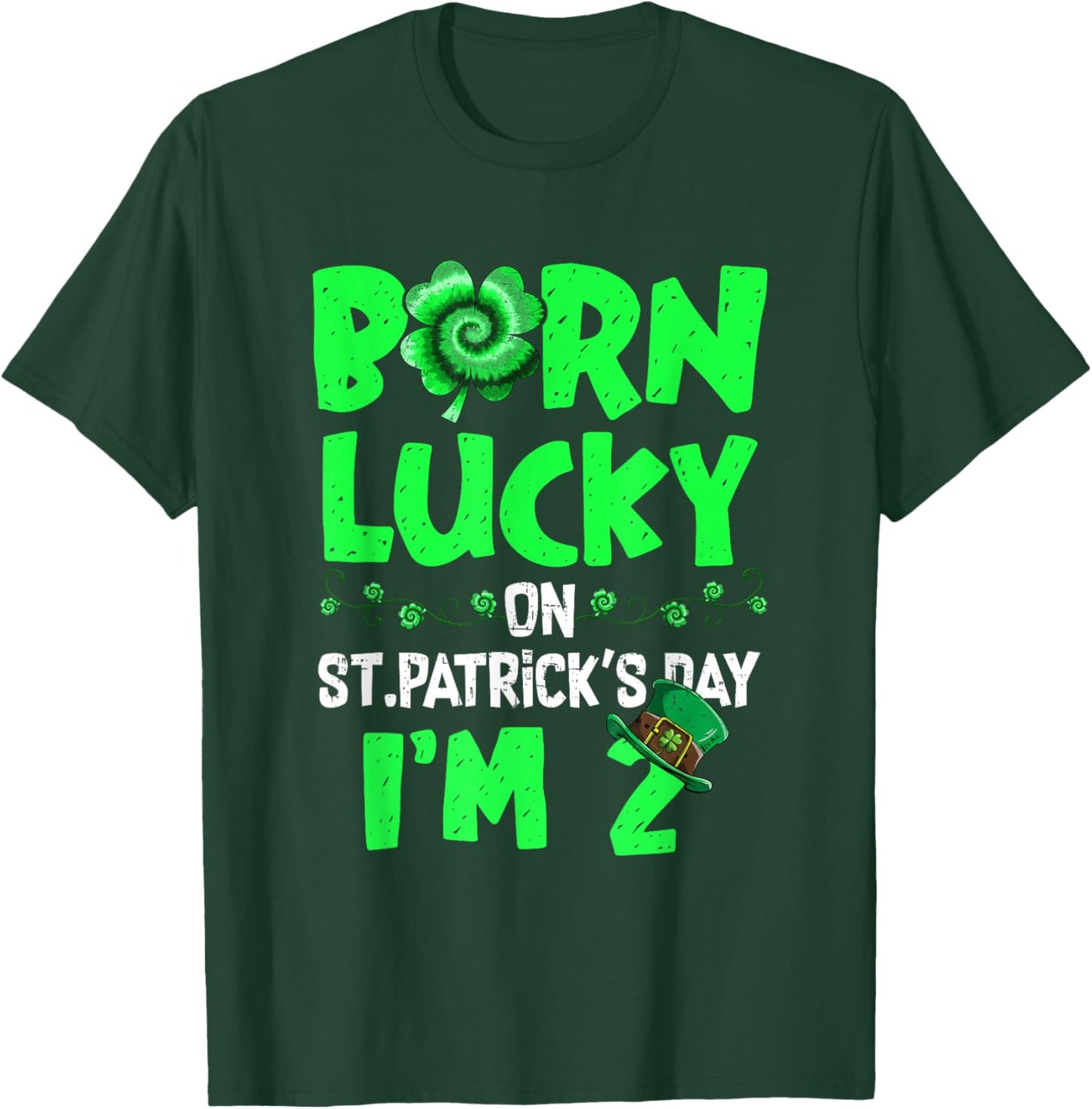 St Patricks Day 2th Birthday Boy Girl 2 Years Old Boys Kids T-Shirt - T-Shirt | Forest