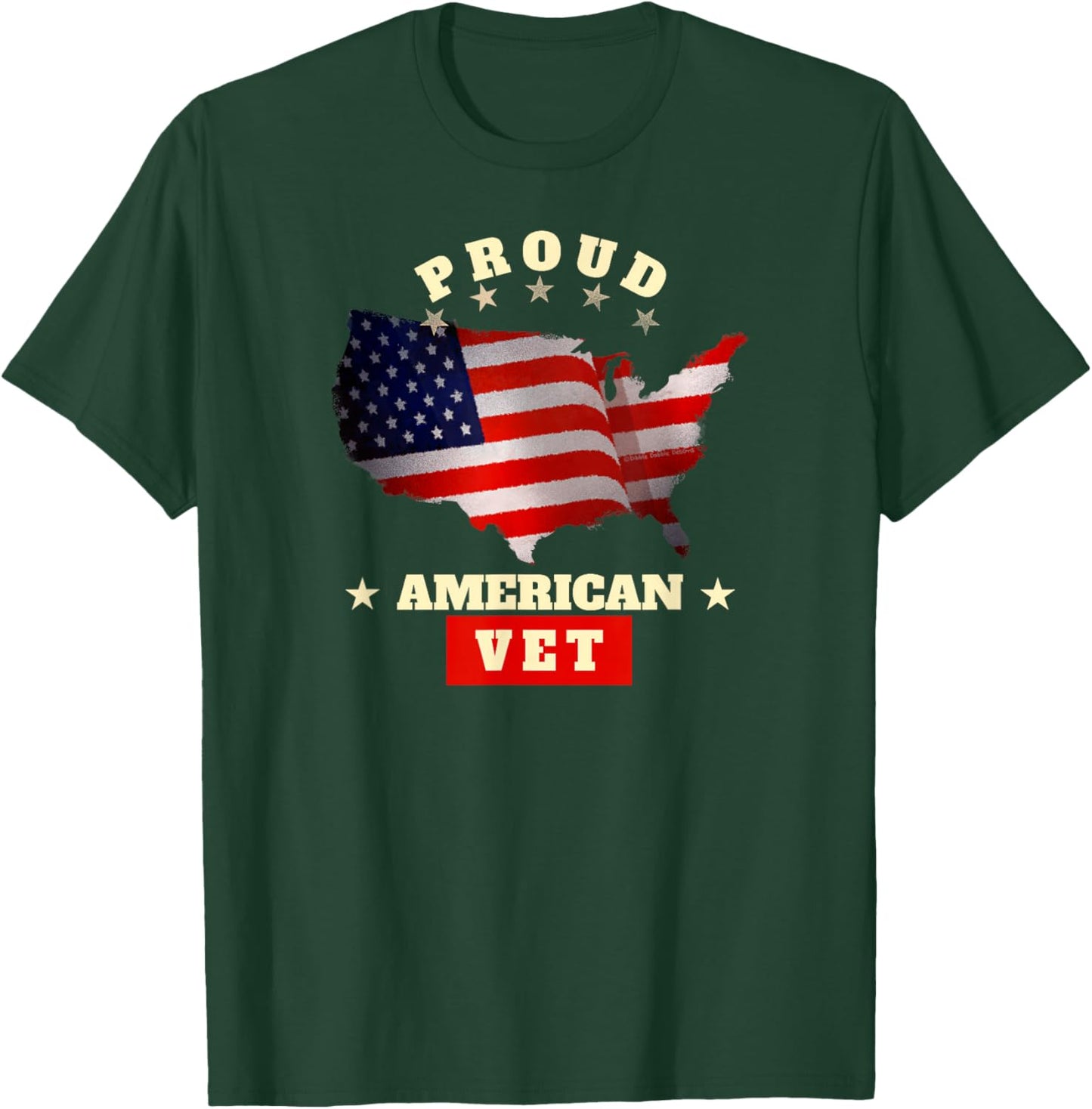 USA Flag Patriotic Proud American VET - Veterans T-Shirt - T-Shirt | Forest