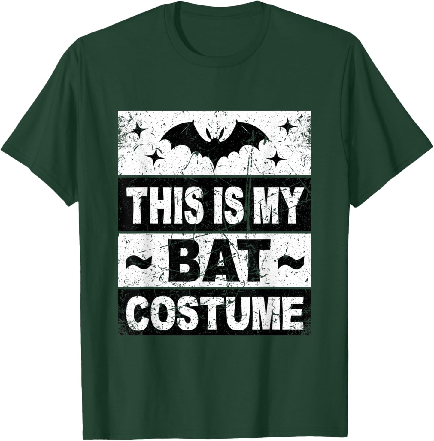 Retro Bat Costume Shirt Halloween Bat Lazy Easy Kids Adult T-Shirt - T-Shirt | Forest
