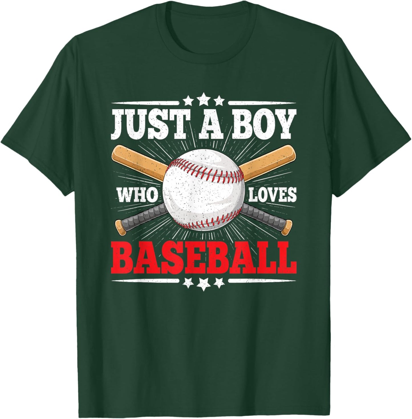 Just A Boy Who Loves Baseball Funny Baseball Player Kids T-Shirt - T-Shirt | Forest