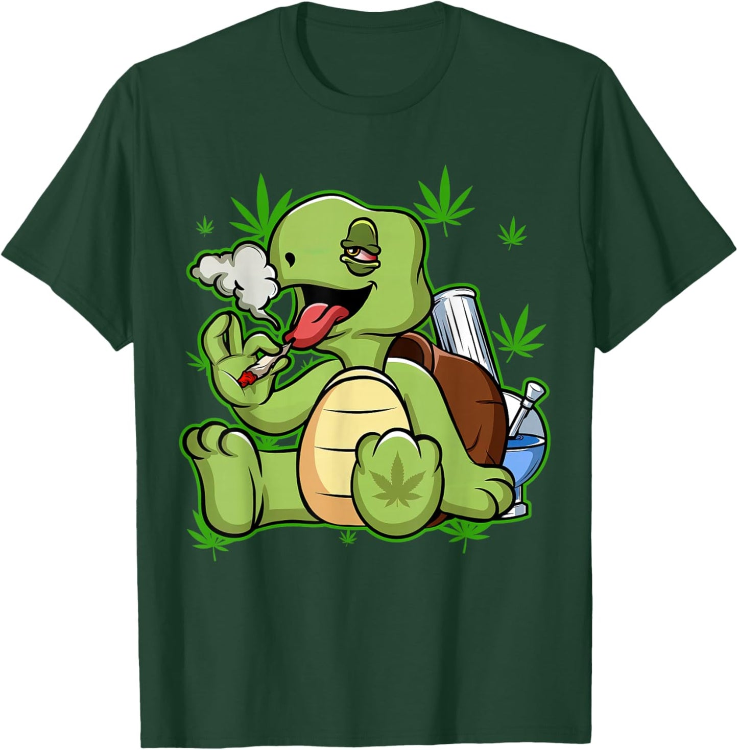 Funny Turtle Smoking Weed Cannabis Marijuana T-Shirt - T-Shirt | Forest