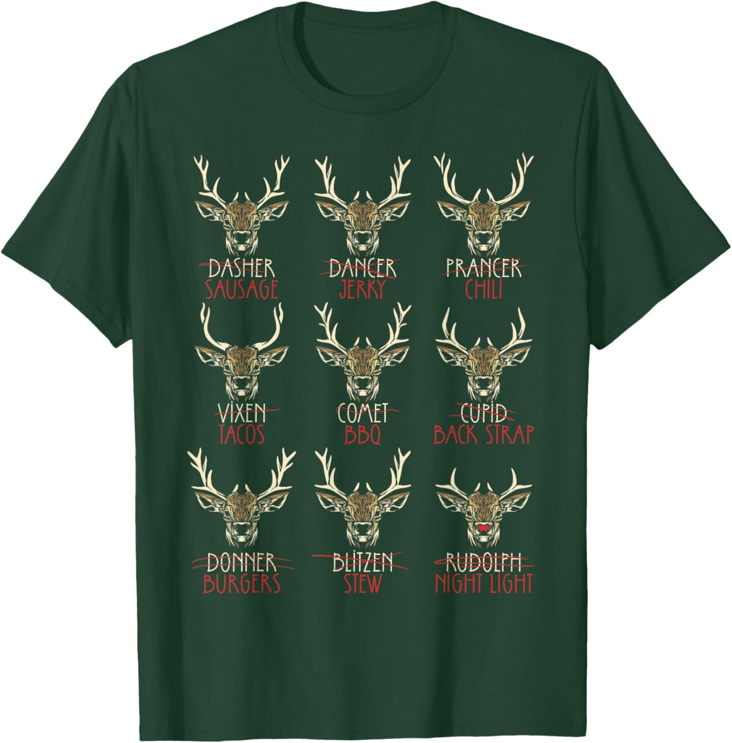 Funny Deer Hunters All of Santa's Reindeer Hunting T-Shirt - T-Shirt | Forest