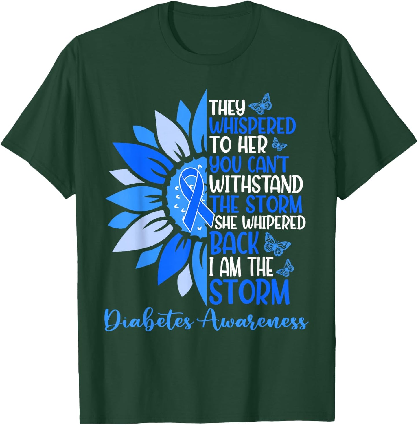 Motivation Support Squad Sunflower Blue Diabetes Awareness T-Shirt - T-Shirt | Forest