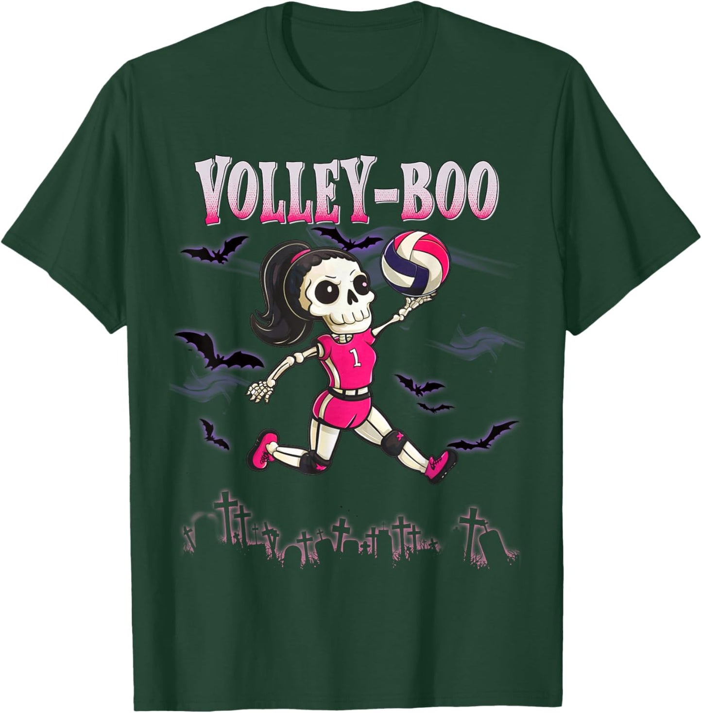 Volleyball Teen Halloween Skeleton Girl October Volley-Boo T-Shirt - T-Shirt | Forest