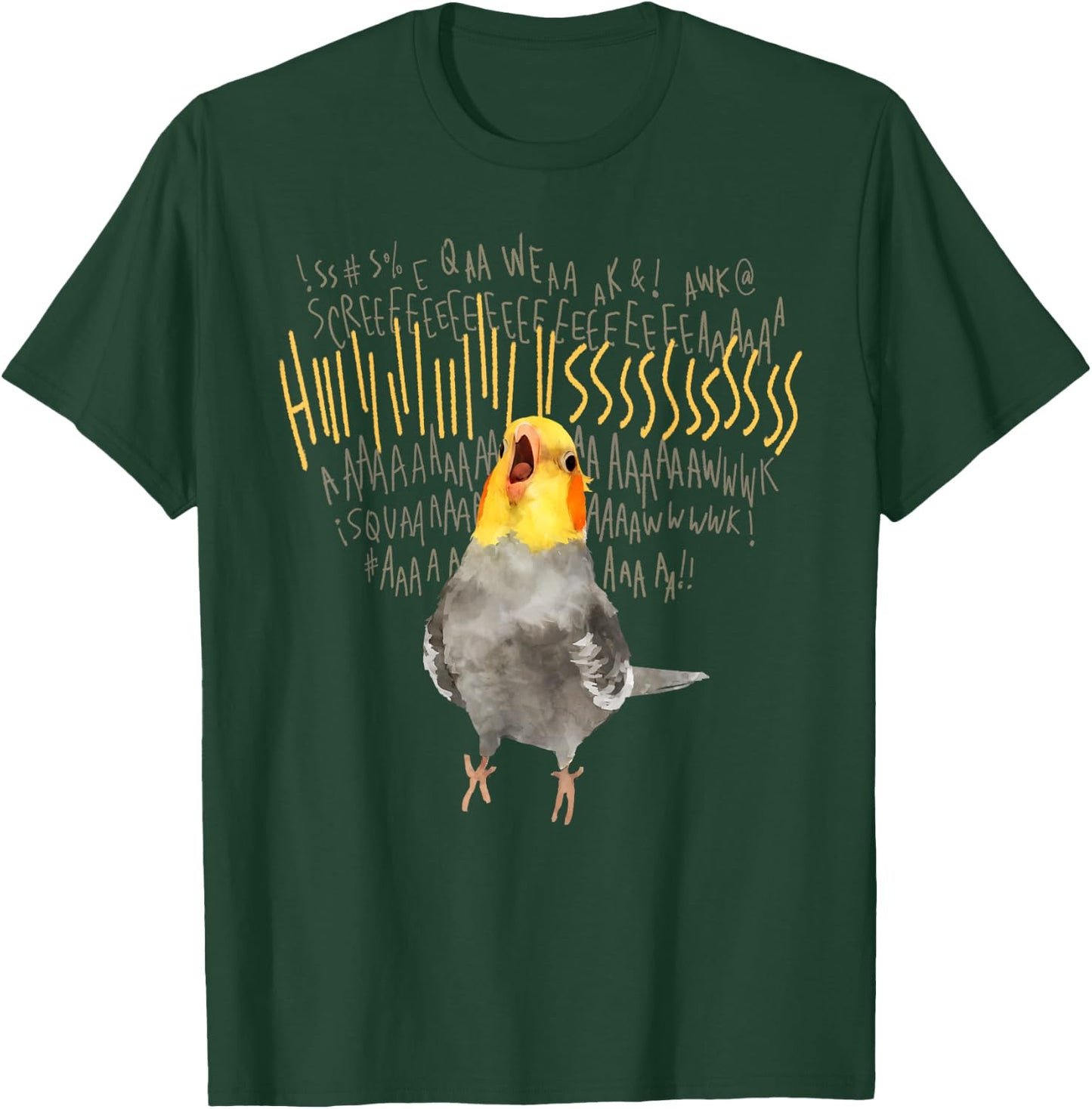 Birbber Angry Cockatiel -Adults Black Cotton 100% T-Shirt - T-Shirt | Forest