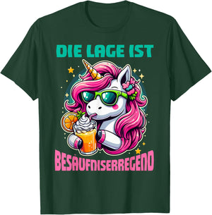 Die Lage Ist Besäufniserregend Party Humor Einhorn Trinker T-Shirt - T-Shirt | Forest