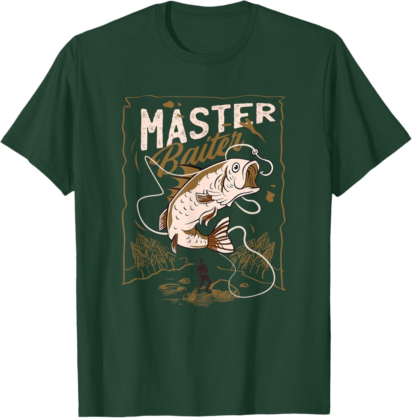 Funny Professional Master Baiter Fishermen Adult Humor T-Shirt - T-Shirt | Forest