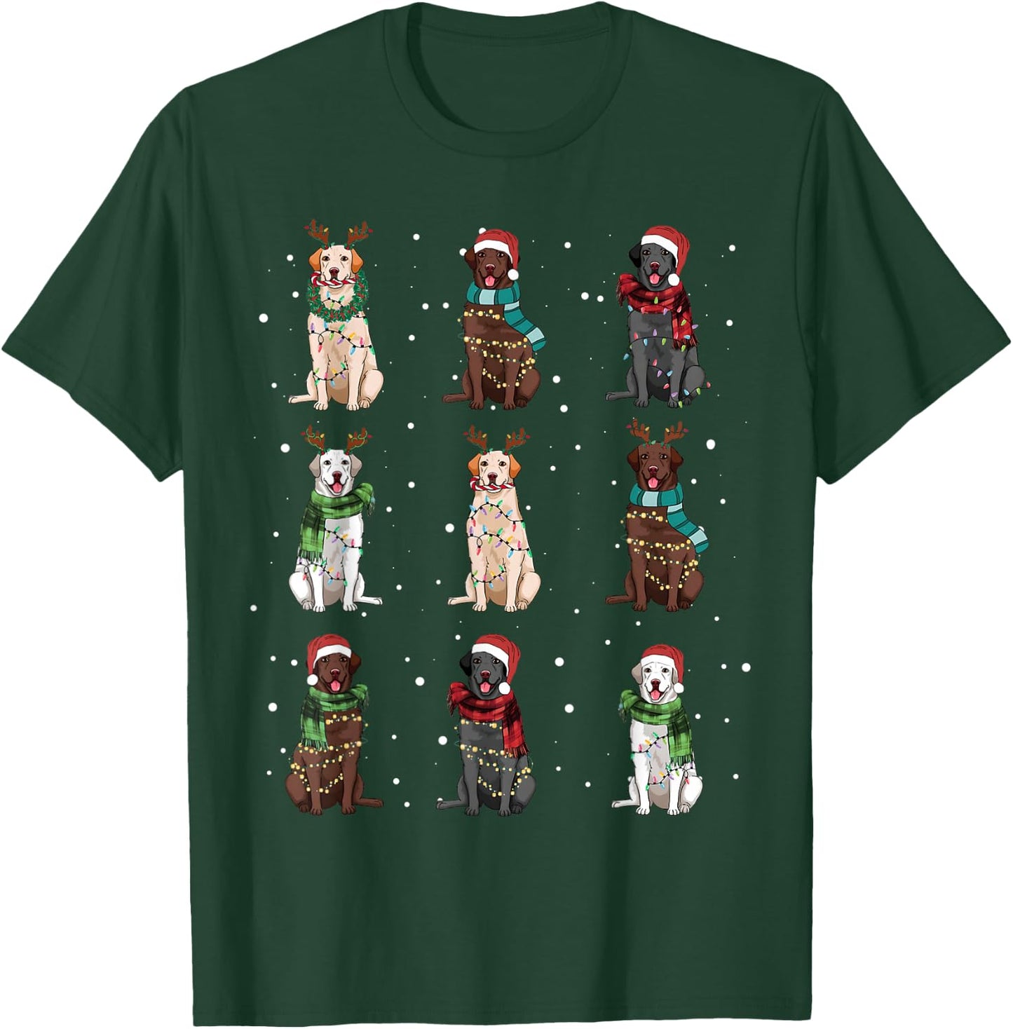 Christmas Lights Labrador Dog Lover Funny Xmas Dogs PJ Gifts T-Shirt - T-Shirt | Forest