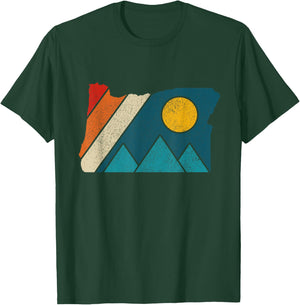 Oregon Vintage State Map Mountains Hiking Nature Pride Gift T-Shirt - T-Shirt | Forest