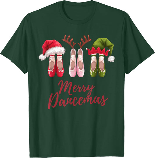 Ballet Dancer Ballerina Merry Dancemas Pointe Shoe Christmas T-Shirt - T-Shirt | Forest