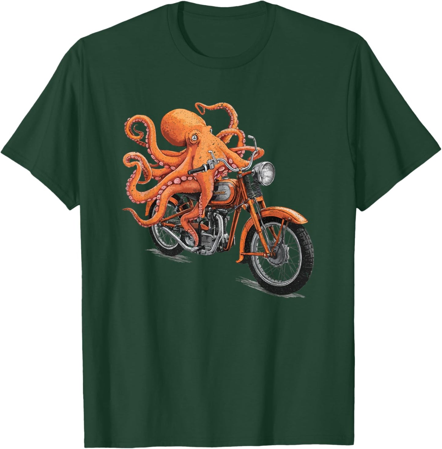 Octopus Riding vinage Biker Motorcycle T-Shirt - T-Shirt | Forest