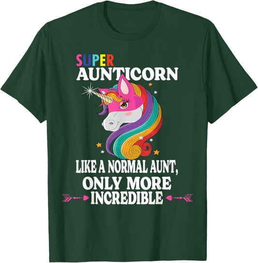 Kawaii Unicorn Outfit Cute Aunt Auntie Stuff Super Aunticorn T-Shirt - T-Shirt | Forest