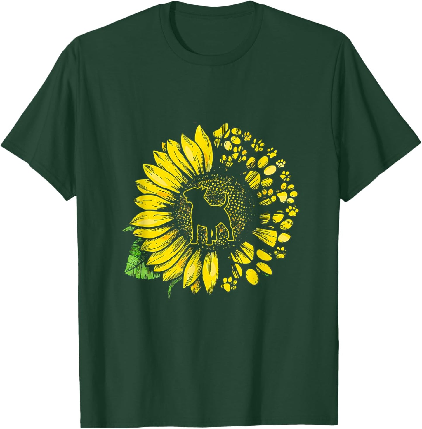 Bull Terrier Sunflower With Paws Cute Dog Lover Mothers Day Women T-Shirt - T-Shirt | Forest