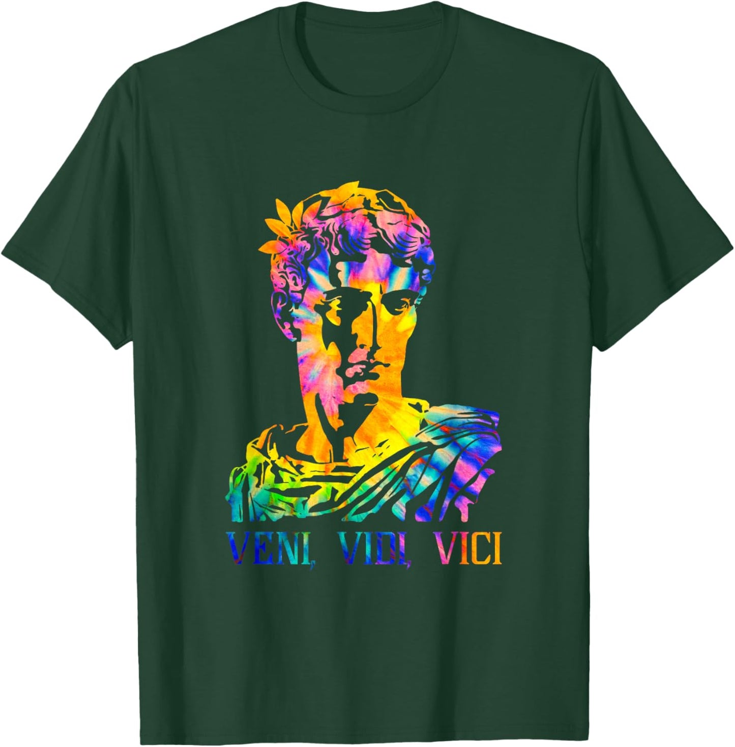 Julius Caesar Portrait With Tie Dye Pattern Veni Vidi Vici T-Shirt - T-Shirt | Forest