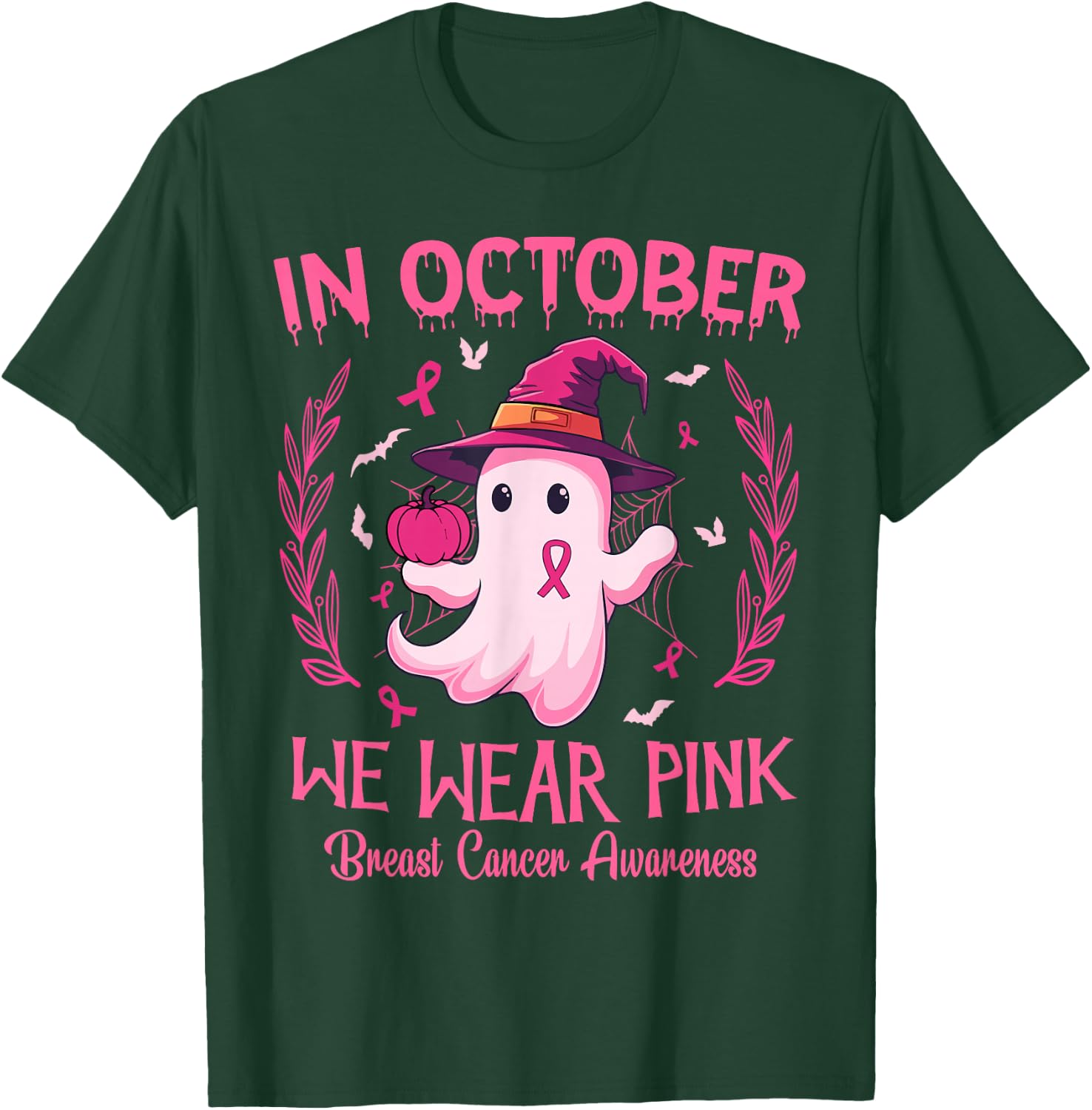 In October We Wear Pink Breast Cancer Awareness Women T-Shirt - T-Shirt | Forest