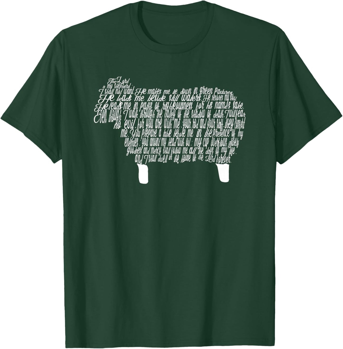 Psalm 23 Bible Scripture Lamb T-Shirt - T-Shirt | Forest