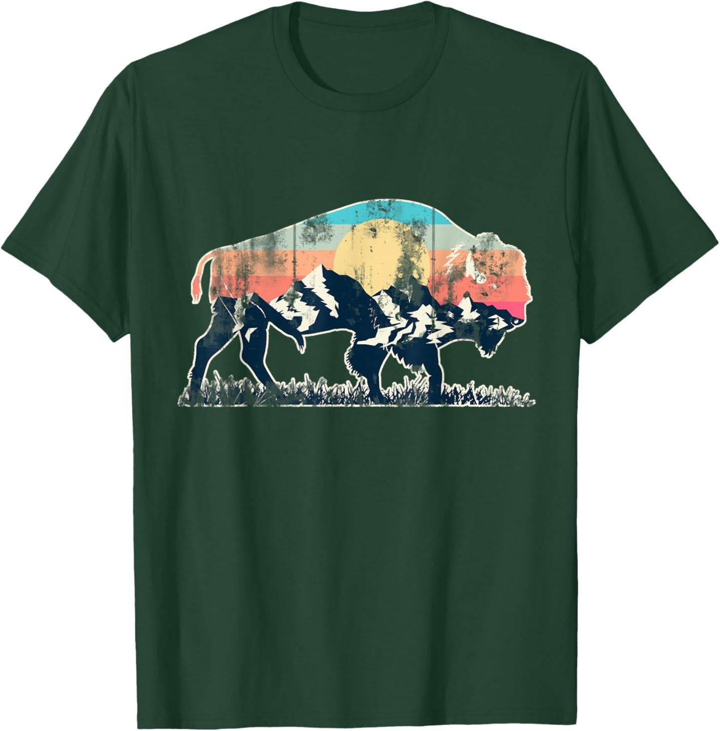 Sunset Landscape Buffalo T-Shirt - T-Shirt | Forest