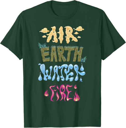 Disney Pixar Elemental Air Earth Water Fire Stylized Text T-Shirt - T-Shirt | Forest
