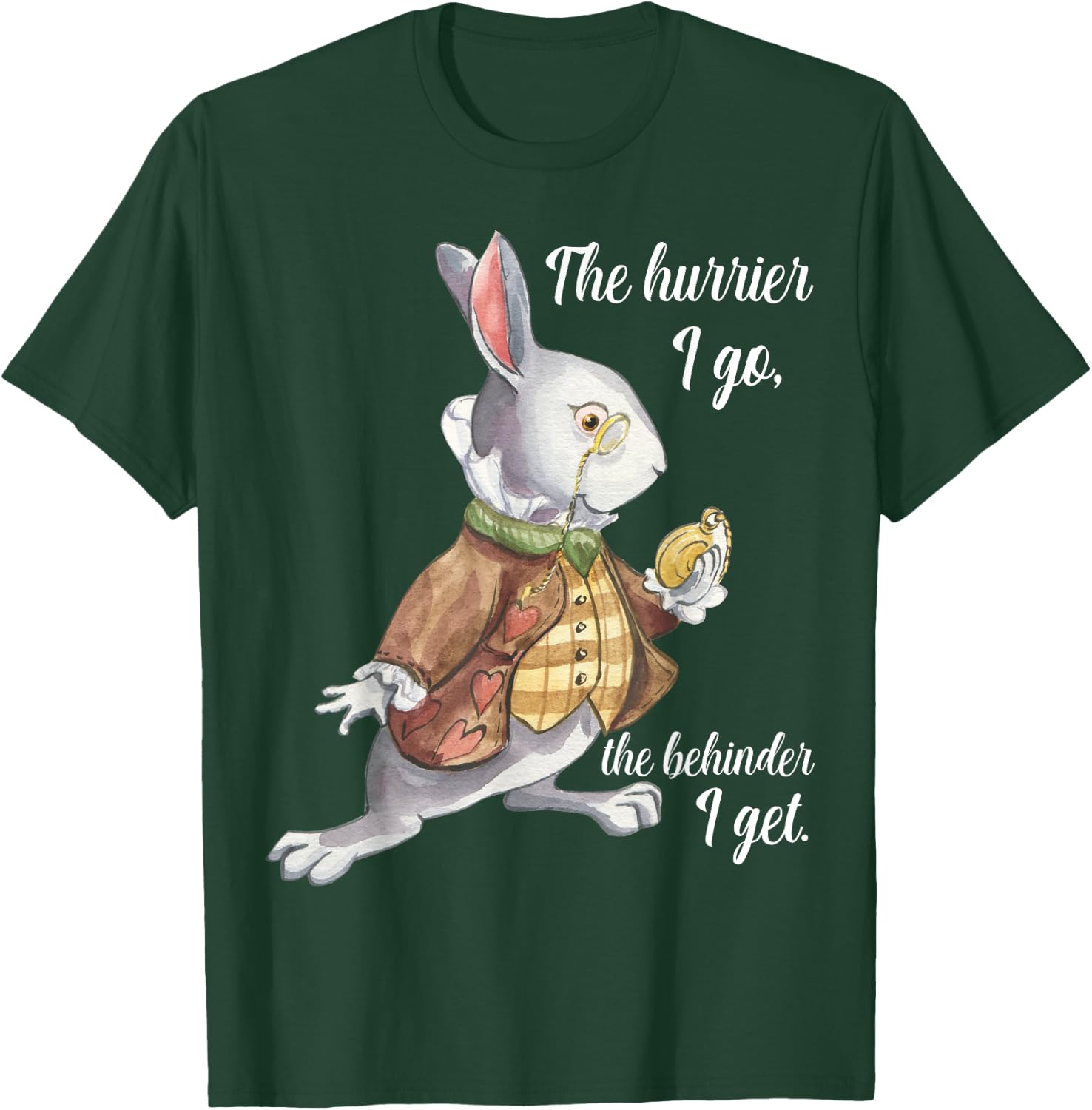 Alice in Wonderland White Rabbit Running Late Hurrying T-Shirt - T-Shirt | Forest