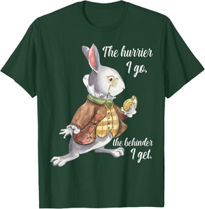 Alice in Wonderland White Rabbit Running Late Hurrying T-Shirt - T-Shirt | Forest