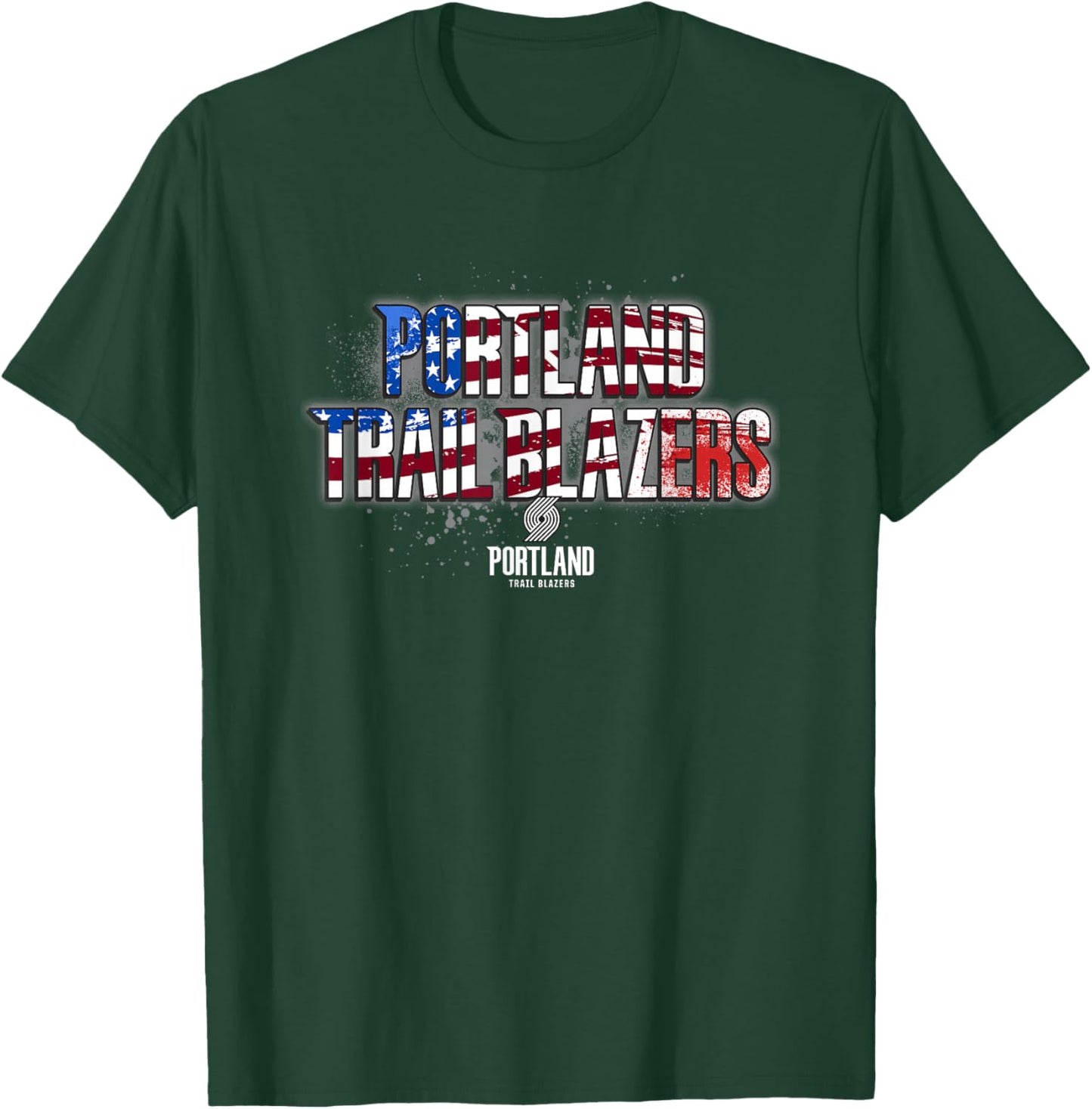 NBA Portland Trail Blazers American Flag Distressed Paint T-Shirt - T-Shirt | Forest
