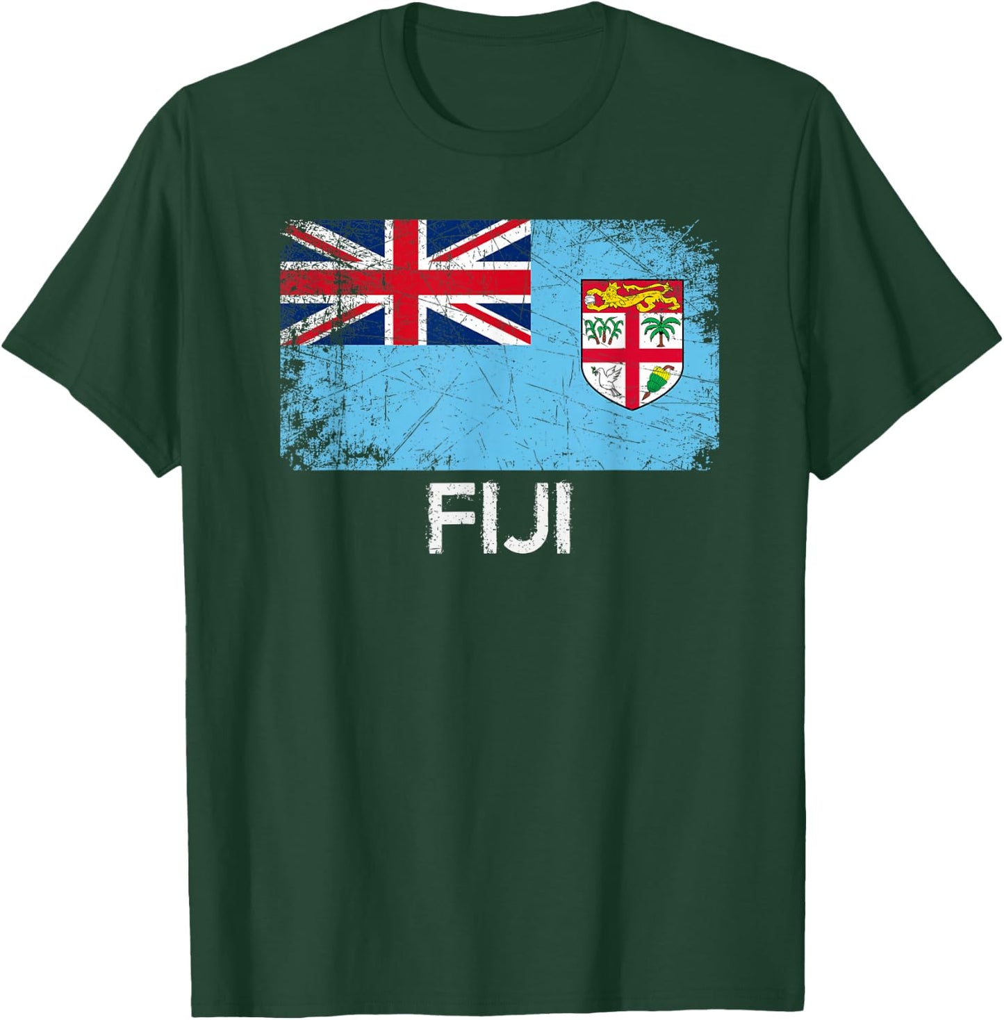 Fijian Flag | Vintage Made In Fiji Gift T-Shirt - T-Shirt | Forest