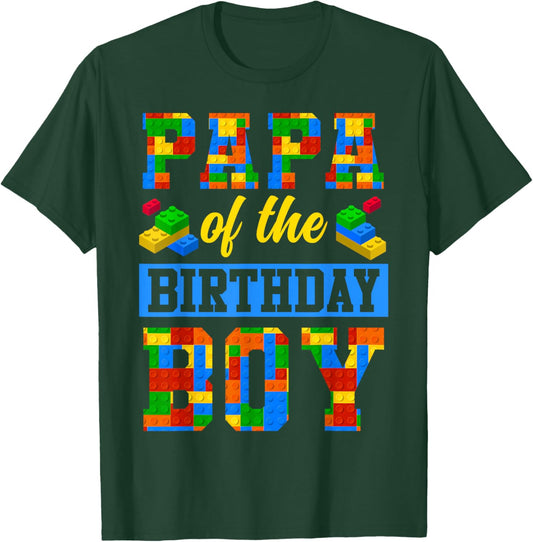 Papa Of The Birthday Boy Building Block Bday Party T-Shirt - T-Shirt | Forest