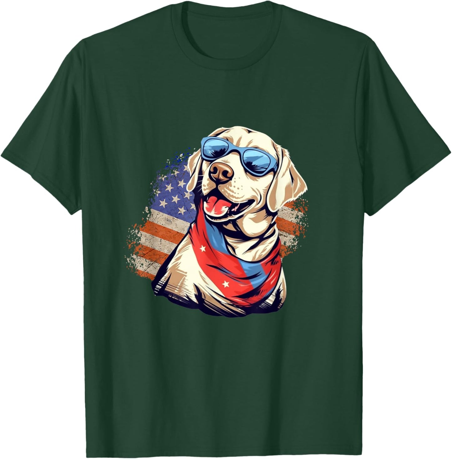 Yellow Lab 4th of July Design: Patriotic Pup Labrador Pride T-Shirt - T-Shirt | Forest