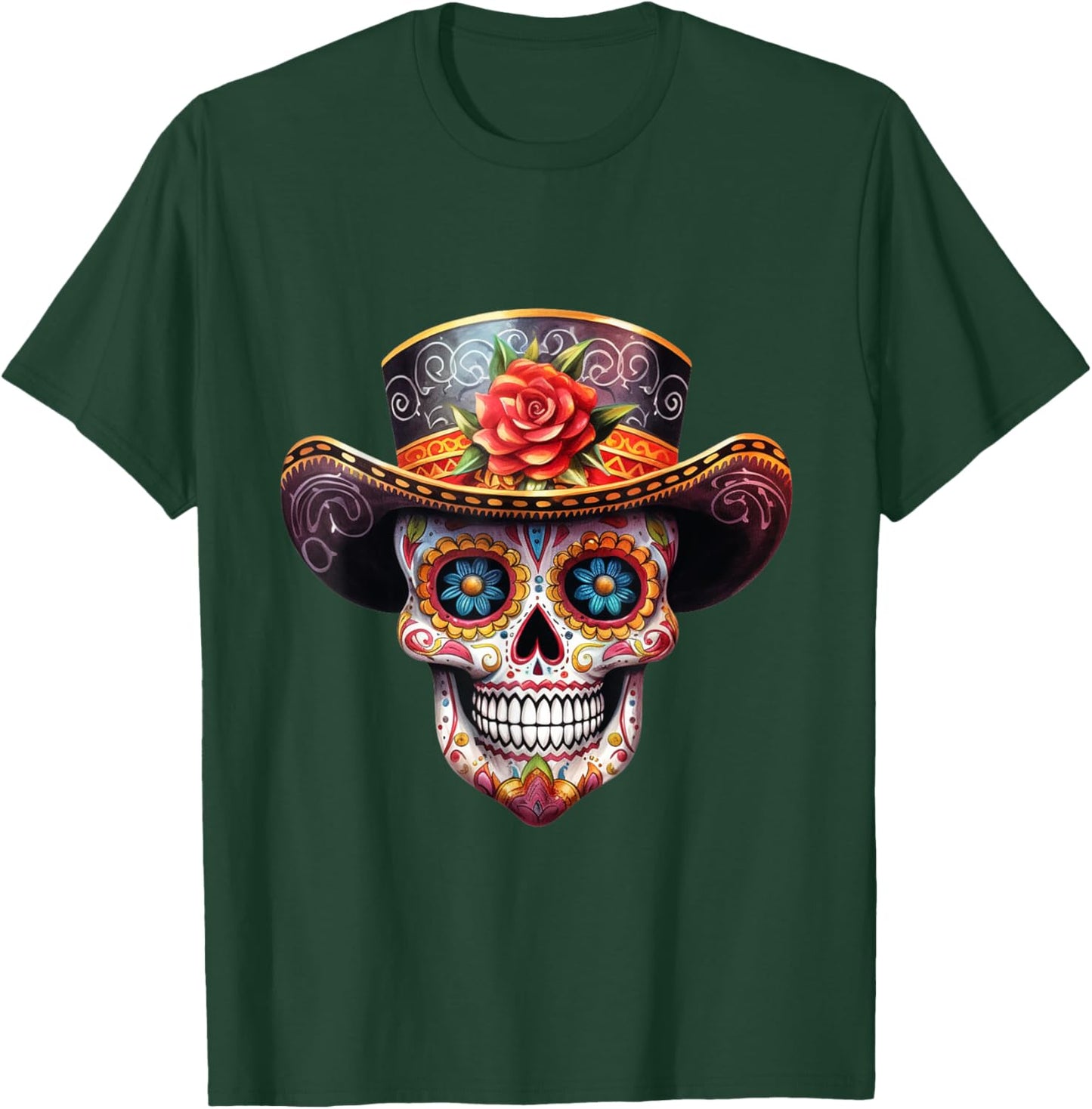Sugar Skull Black White Image Day Dead Dios De Los Muertos T-Shirt - T-Shirt | Forest