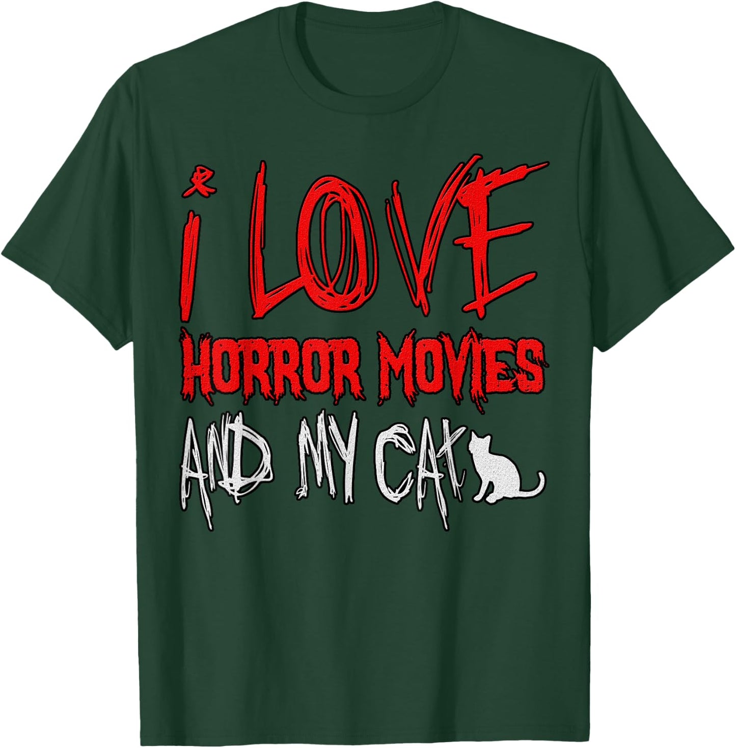 Horror Lover Funny - I Love Horror Movies And My Cat T-Shirt - T-Shirt | Forest
