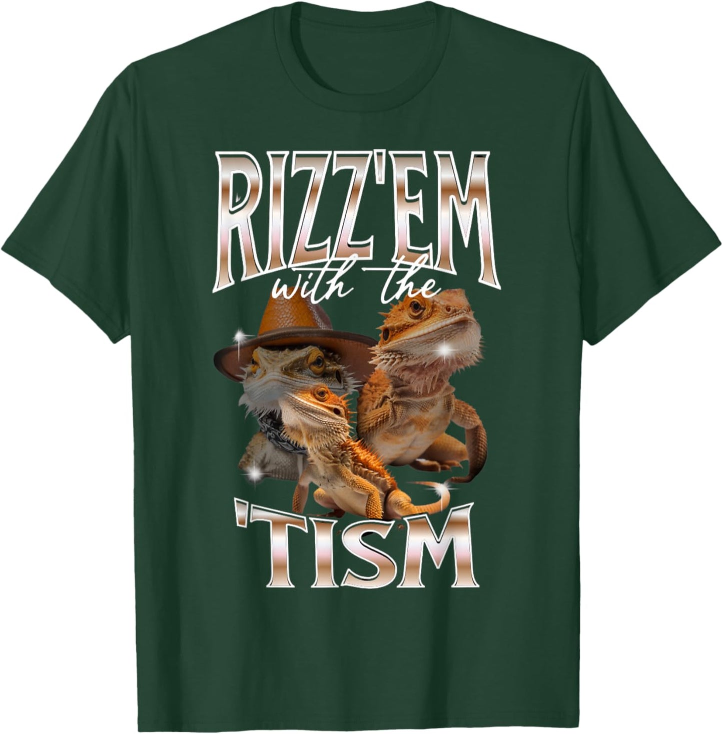 Rizz Em With The Tism Bearded Dragon Autistic Bootleg Rap T-Shirt - T-Shirt | Forest