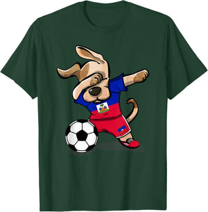 Dabbing Dog Haiti Soccer Jersey Haitian Football Lover Gift Women Girls Kids T-Shirt - T-Shirt | Forest